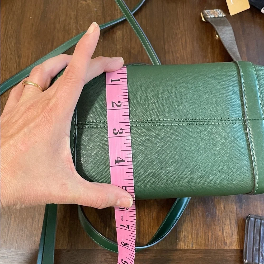 Michael Kors Sullivan Small Green Saffiano Leather Satchel with Tassel Charm